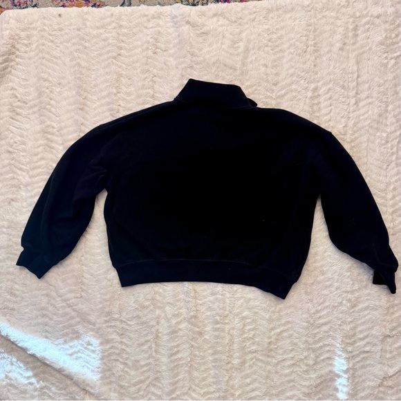 PINK Victoria’s Secret Medium Black Crewneck with White Striped Collar Sporty - Picture 2 of 4